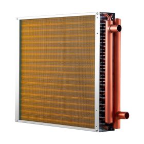 Water To Air Heat Exchanger, 18 X 18 In Finned Tube HVAC Heat Exchanger Coil With Copper Tubes & Aluminum Fins, 120K BTU Output For Outdoor Wood Furna