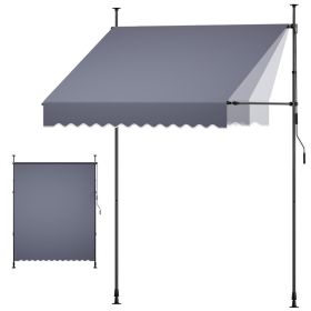 Manual Retractable Awning, 78" Outdoor Retractable Patio Awning Sunshade Shelter, Height Adjustable Patio Door Window Canopy With Manual Crank Handle