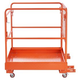 Forklift Safety Cage, 36.6 X 36.6 Inch, Forklift Man Basket With 4 Wheels, 1200 Lbs Capacity, Heavy Duty Work Platform, Collapsible Lift Basket Safety