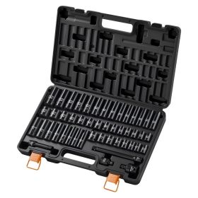 Impact Socket Set, 3/8" Drive, 48-Piece Socket Set, 6-Point Sockets, SAE 5/16"-3/4" And Metric 8-19 Mm, 21-22 Mm, Easy To Identify, Cr-V Alloy Steel,