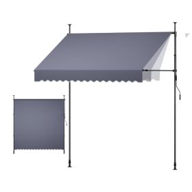 Manual Retractable Awning, 98" Outdoor Retractable Patio Awning Sunshade Shelter, Height Adjustable Patio Door Window Canopy With Manual Crank Handle