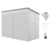 5' x 9' Outdoor Storage Shed, Lean to Shed with Foundation, Lockable Doors & Gloves for Patio Lawn Backyard, White