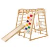 Indoor Jungle Gym, 7-in-1 Toddler Indoor Playground, 47.2 x 58 x 56 inch, with Wood and Rope Ladder, Net Ladder, Swing, Monkey Bar, Slide