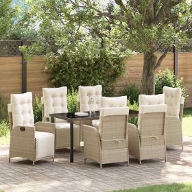 Garden Dining Set 7 pcs Beige Poly Rattan