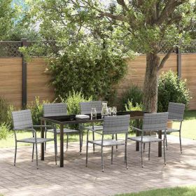 Garden Dining Set 7 pcs Grey Poly Rattan