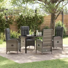 Garden Dining Set 5 pcs Grey Poly Rattan