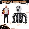 6ft Half-Skull Inflatable Decoration with 3 LED Lights, Black and White, 1000mA, 12V (US Standard)