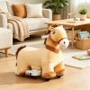 Brown 6V Electric Ride On Pony: Battery Powered Toddler Toy with Music, Forward Movement & Silent PU Wheels for 18-36 Months Old