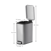 Bedroom / Office Trash Can, 2.6 Gallon Small Stainless Steel Step Garbage Bucket Bin with Soft Close Lid, Silver