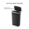 Trash Can, 11.9 Gallon Plastic Step Garbage Bin with Soft Close Lid, Black