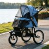 Blue 3-Wheel Pet Stroller for Small & Medium Dogs, Adjustable Canopy, Safety Tether, Storage Basket