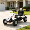 White Kids Pedal Go Kart Adjustable Seat, Rubber Wheels for Park Outdoor Ride
