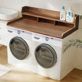 (58" Width x 28" Depth) Washer Dryer Countertop with Non-slip Pads, Laundry Wood Shelf Topper with Edge