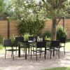 Garden Dining Set 7 pcs Black Poly Rattan