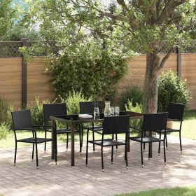 Garden Dining Set 7 pcs Black Poly Rattan