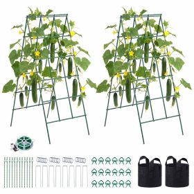 Cucumber Trellis 4 Pack, A-Frame Garden Trellises for Raised Bed, Metal Rustproof Coating Plant Support for Vine, Climbing Plants, Peas, Beans