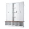 Hall Tree with Bench and Shoe Storage, 63" Wide, 4-in-1 Entryway Hall Tree with Bench, Hanging Hooks, Storage Cabinet, and Shoe Cabinet