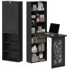 Fold-out Convertible Home Office Desk, Wall Mount Computer Desk with Blackboard and Side Shelf, Black