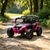 Pink 12V Electric Kids UTV Ride On Truck: Battery Powered with Rear Suspension, Parental Remote for Toddlers 3-5Y