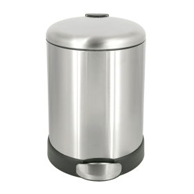 Bathroom Trash Can, 1.2 Gallon Stainless Steel Small Step Garbage Bin with Lid, Silver