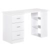 47" Modern Home Office Computer Desk Bookcase Combo Writing Table Workstation with 3 Drawer and Storage Shelf - White