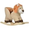 Baby Rocking Horse Lion with Sound, Plush Stuffed Rocking Animals, Wooden Rocking Horse with Seat Belt for 18-36 Months Boys and Girls Gift, Brown