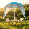 2-in-1 Portable Beach Shelter Umbrella UPF 50+ with Side Panels for Camping And Picnic Outdoor Sun Protection