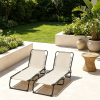 Set of 2 Cream White Folding Chaise Lounge Chairs Outdoor Sun Tanning Reclining Back Chairs for Garden Poolside Relaxation