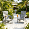 High-Back Adirondack Chair with Cup Holder HDPE Wood-Like Texture for Garden Outdoor Comfortable Seating with Classic Design-There is only one chair