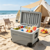 84-Quart Portable Wheeled Ice Cooler with Foldable Pull Handle for Easy Transport Large Capacity Picnic Cooler with Storage Compartment