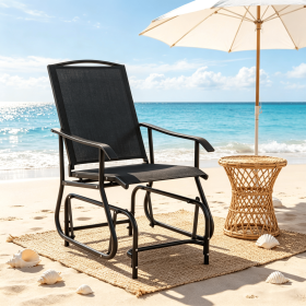 Outdoor Glider Chair with Metal Frame And Armrests for Garden Patio Porch Comfortable Swinging Seat with Cushion