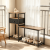 3-Tier Shoe Storage Rack Bench with Metal Frame And Drawer - Home Entryway Organizer with Seating