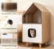 Indoor Wooden Cat Litter Box Enclosure with Shelf 2 Doors House-Shaped Pet House for Cats with Shelf