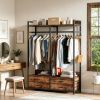 Industrial Open Clothes Rack Multifunctional Standing Closet Organizer with 47" Clothing Rod, Top Shelf
