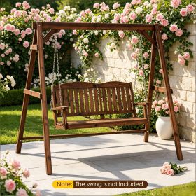 Heavy-Duty Swing Frame Carbonized Fir Wood with Reinforced Bars And 2 Hanging Rings for Outdoor Home Garden