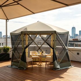 10x10FT Pop Up Gazebo Screen Tent Waterproof UPF50+ Outdoor Canopy Shelter with Mesh Netting for Backyard Camping Party