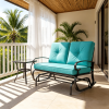2 Seats Outdoor Swing Glider Chair Comfortable Cushions Wooden Frame Garden Swings for Backyard Porch Park