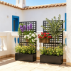 Black Galvanized Steel Raised Garden Bed Planter Box with Trellis for Climbing Plants Vegetables Vines 43x16x70 Cm