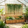 Yellow Wood Planter with Trellis for Vine Climbing Raised Garden Bed Privacy Screen for Backyard Patio Pack of 2