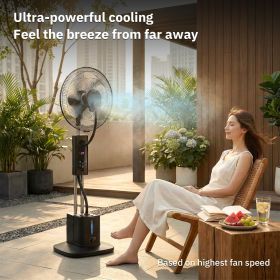 US Standard MH-MF40C Misting Fan, 110V 70W, 16 Inch Household Standing Mist Fan, 2.5L Detachable Water Tank, LED Display, PP Material & Aluminum Motor