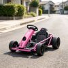 Pink 24V High-Speed Electric Drift Go Kart: Kids Ride-On Racing Vehicle with 2 Speeds for 8-12 Years Old