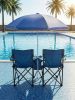 Portable Double Folding Beach Chair Set with Umbrella, 2-Person Outdoor Camping Chair with Cup Holders, Foldable Patio Chair for Picnic, Backyard