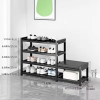 4-Tier Shoe Rack with Cushion,Heavy Duty Carbon Steel Frame, Anti-Slip Feet, Space-SavingStorageOrganizer Shelf for Entryway, Living Room, Bedroom