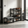 4-Tier Shoe Rack with Cushion,Heavy Duty Carbon Steel Frame, Anti-Slip Feet, Space-SavingStorageOrganizer Shelf for Entryway, Living Room, Bedroom