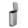 Trash Can, 7.9 Gallon Stainless Steel Slim Step Garbage Bin with Soft Close Lid, Silver