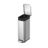Trash Can, 7.9 Gallon Stainless Steel Slim Step Garbage Bin with Soft Close Lid, Silver