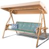 3 Person Patio Swing Outdoor Swing for Adults with Adjustable Canopy &Upgraded Cup Holders