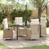 Garden Dining Set 5 pcs Beige Poly Rattan
