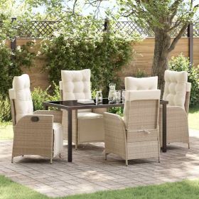 Garden Dining Set 5 pcs Beige Poly Rattan