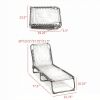 Cream White Set of 2 Folding Chaise Lounge Chairs Sun Tanning Chairs for Beach Camping Outdoor